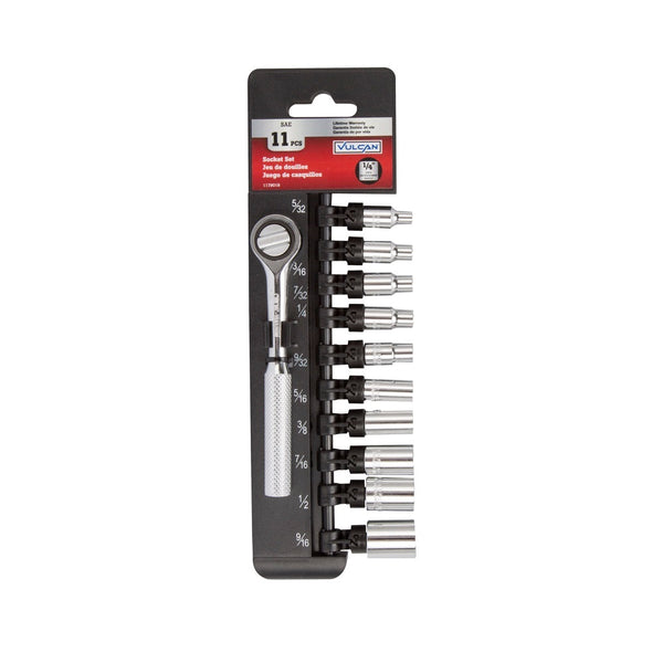 Vulcan 11PC-2 SAE Socket Wrench Set, Chrome Vanadium Steel