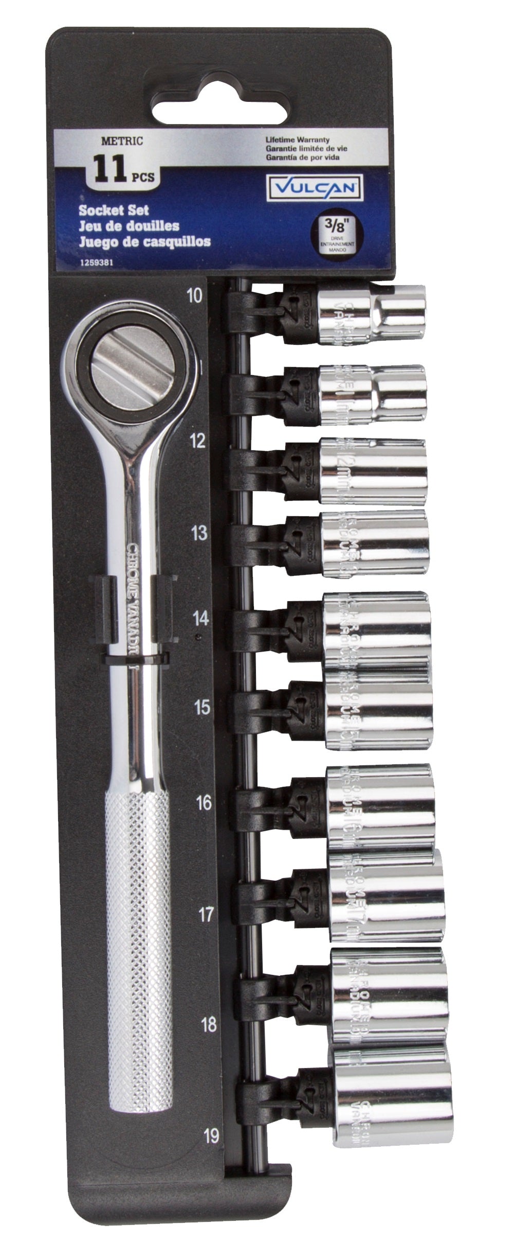 Vulcan 13PC-3M Socket Set, Chrome Vanadium Steel