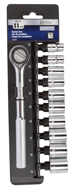 Vulcan 13PC-3M Socket Set, Chrome Vanadium Steel
