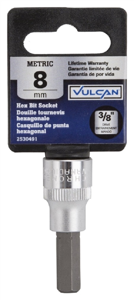 Vulcan 3506007521 Hex Bit Socket, 8mm, 3/8 Drive