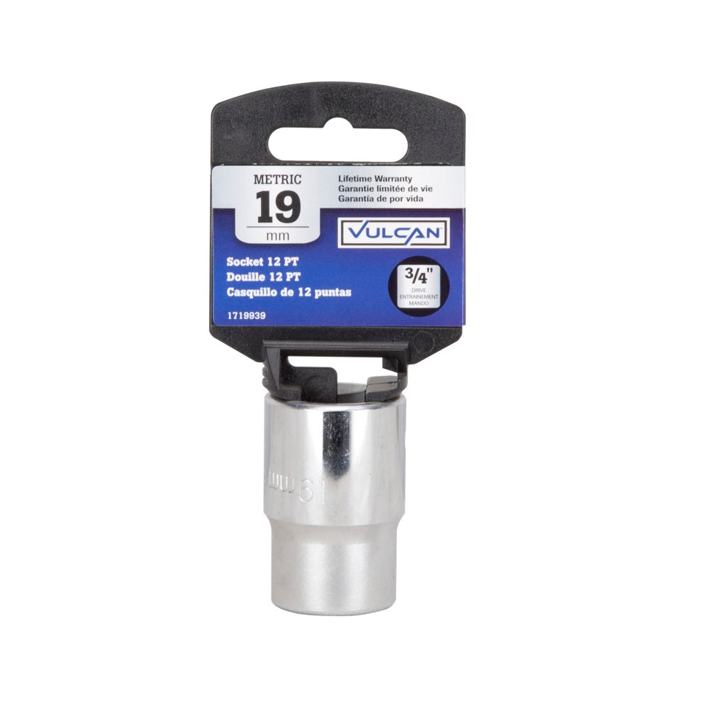 Vulcan MT-SM6019 Standard Metric Drive Socket, 19 MM