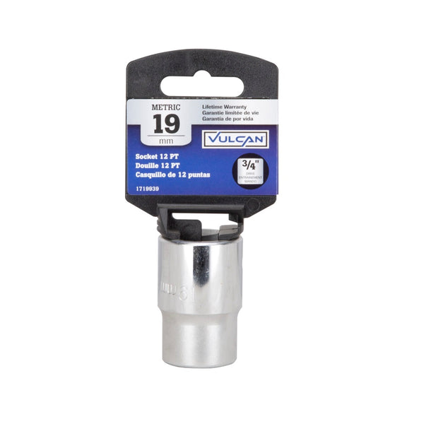 Vulcan MT-SM6019 Standard Metric Drive Socket, 19 MM