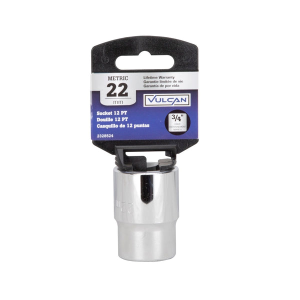 Vulcan MT-SM6022 Metric Standard Drive Socket, 22 MM