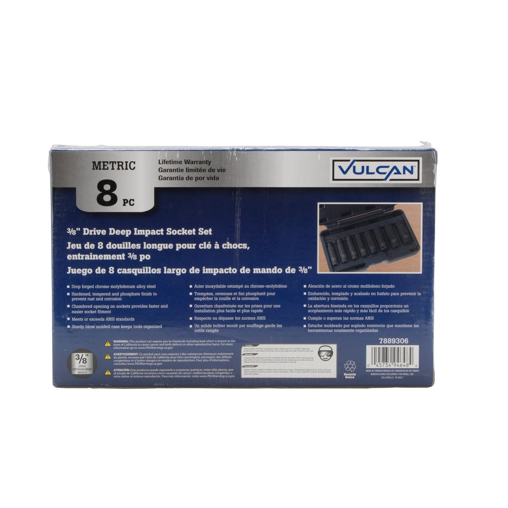 Vulcan MTI8-M Socket Set, Chrome Molybdenum Steel