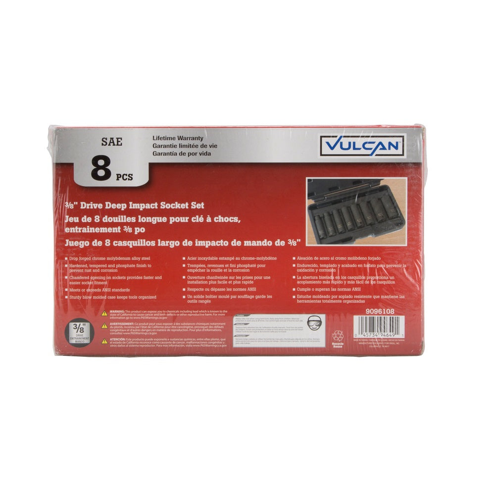 Vulcan MTI8-S Socket Set, Chrome Molybdenum Steel
