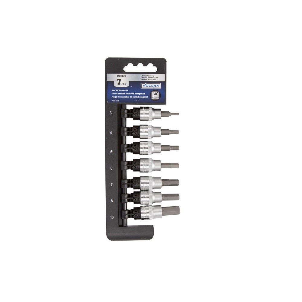 Vulcan TS1007M-P Hex Bit Socket Set, Chrome Vanadium Steel