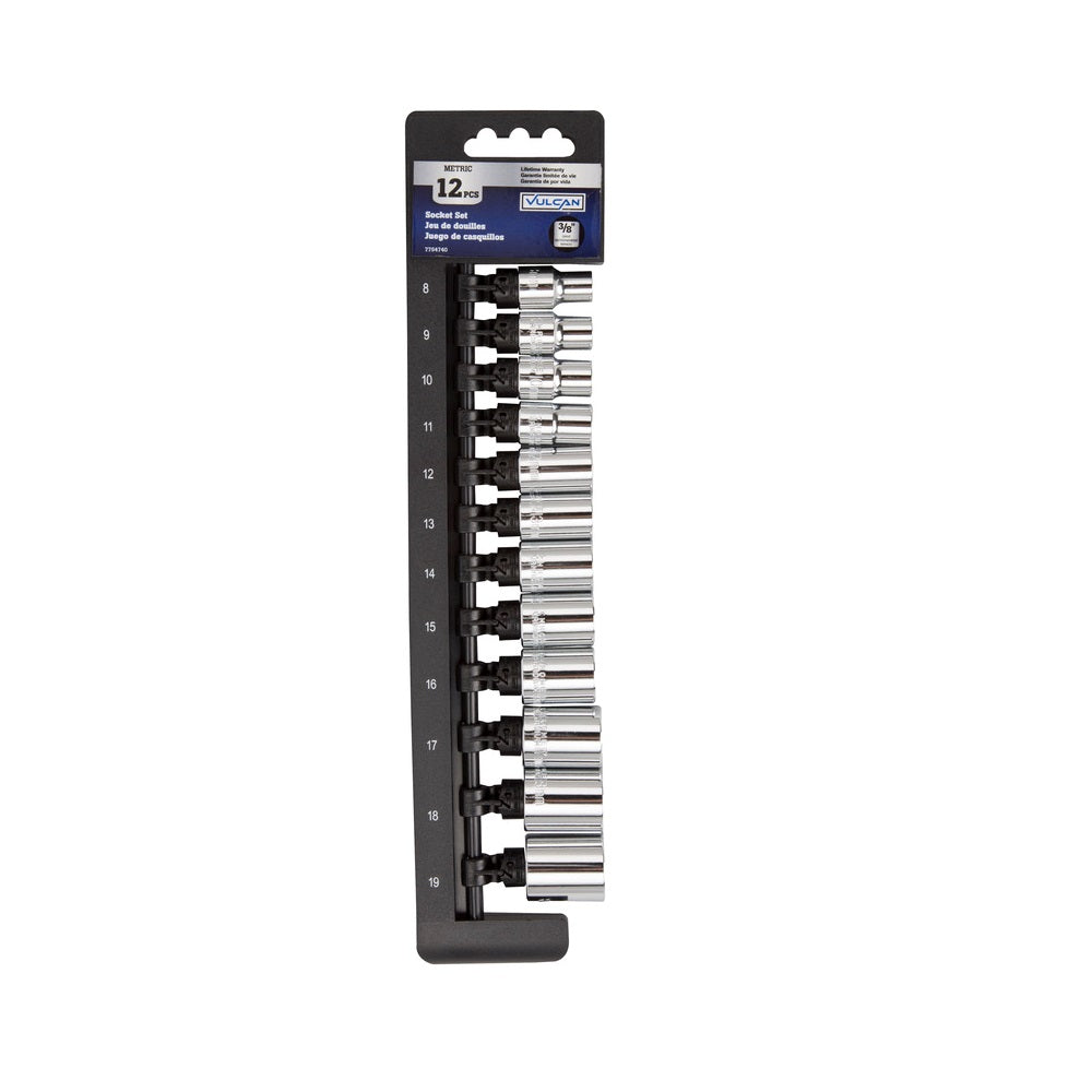 Vulcan TS1012M-P Socket Set, Chrome Vanadium Steel