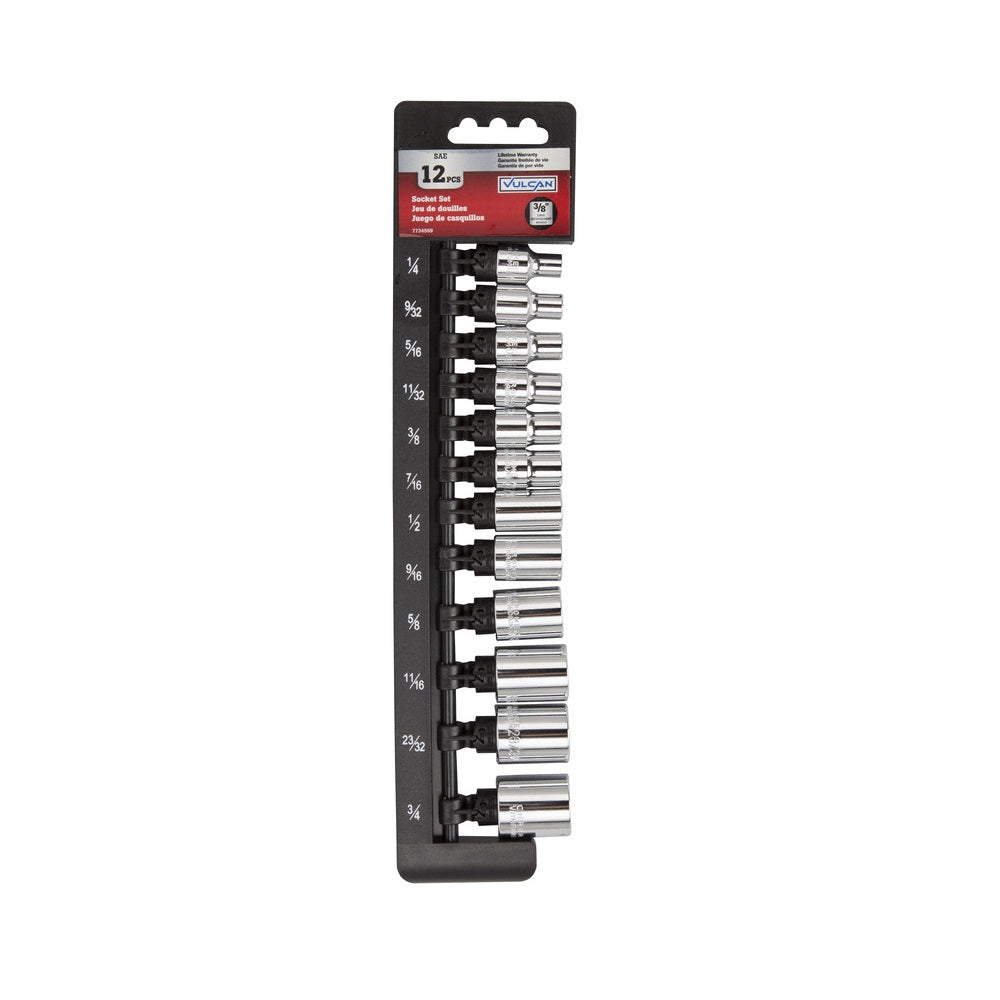 Vulcan TS1012S-P Socket Set, Chrome Vanadium Steel