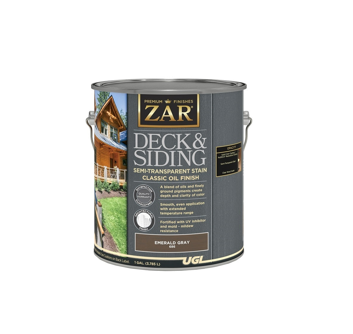 Zar 68613 Deck and Siding Semi-Transparent Stain, Emerald Grey, 1 Gall ...