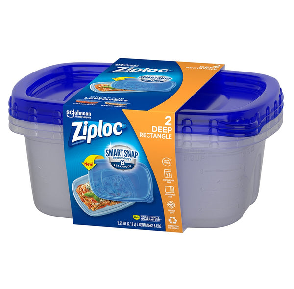 Ziploc 70941 Deep Rectangle Food Storage Container, Plastic